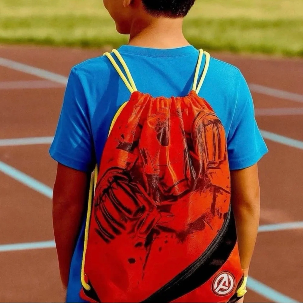 Marvel Avengers Iron Man Drawstring Backpack Red Yellow New with Tags